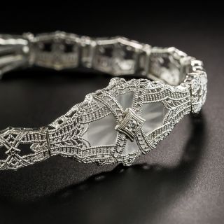 Art Deco Quartz and Diamond Filigree Bracelet  By Schiman - 2