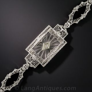 Art Deco Quartz Crystal  and Diamond Bracelet