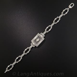 Art Deco Quartz Crystal  and Diamond Bracelet
