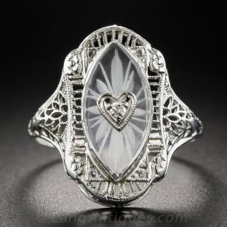 Art Deco Quartz Crystal and Diamond Dinner Ring