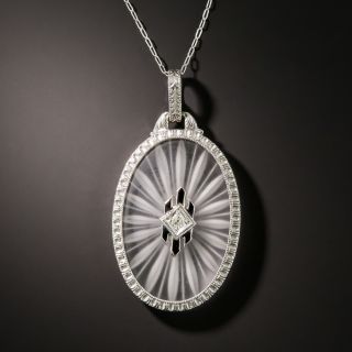 Art Deco Quartz Crystal and Diamond Pendant - 2