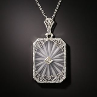 Art Deco Quartz Crystal and Diamond Pendant - 2