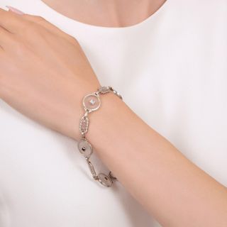 Art Deco Quartz Crystal, Diamond and *Sapphire Bracelet