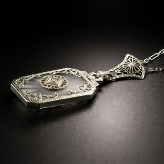 Art Deco Quartz Crystal Diamond Pendant