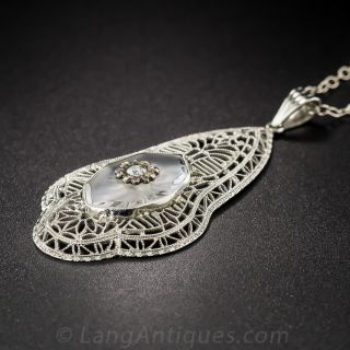 Art Deco Quartz Crystal Pendant Necklace