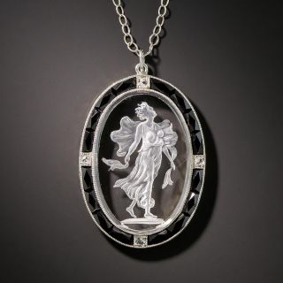Art Deco Quartz Intaglio Pendant Necklace - 2