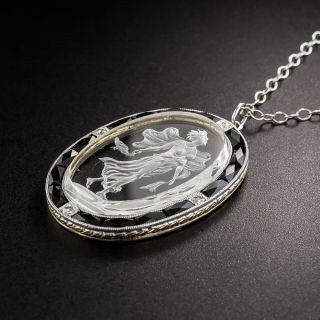 Art Deco Quartz Intaglio Pendant Necklace