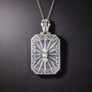 Art Deco Rectangular-Shaped Quartz and Diamond Pendant - 2