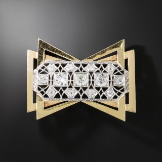 Art Deco/Retro Diamond Bow Brooch - 5
