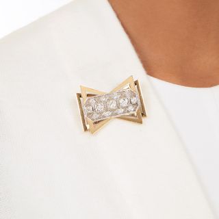 Art Deco/Retro Diamond Bow Brooch