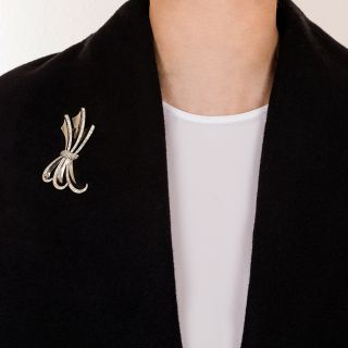 Art Deco/Retro Platinum Diamond Bow Brooch