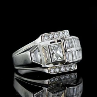 Art Deco/Retro Platinum Diamond Cocktail Ring