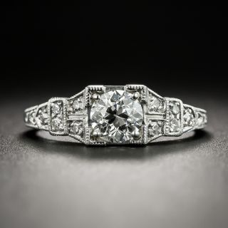 Art Deco Ring .72 Carat Diamond Platinum Engagement Ring - GIA G VVS2  - 2