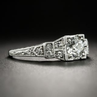 Art Deco Ring .72 Carat Diamond Platinum Engagement Ring