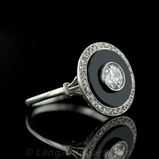 Art Deco Ring featuring Diamonds and Onyx