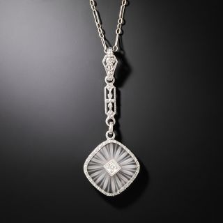 Art Deco Rock Crystal and Diamond Dangle Pendant - 2