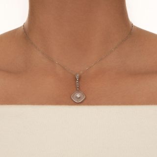 Art Deco Rock Crystal and Diamond Dangle Pendant