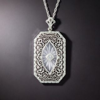 Art Deco Rock Crystal and Diamond Necklace - 2