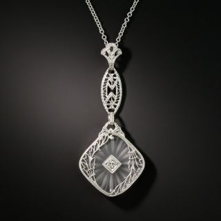 Art Deco Rock Crystal and Diamond Pendant - 2