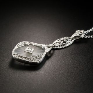 Art Deco Rock Crystal and Diamond Pendant