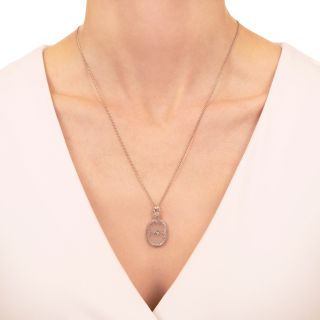 Art Deco Rock Crystal and Diamond Pendant by Shiman