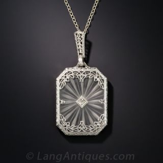 Art Deco Rock Crystal and Diamond Pendant