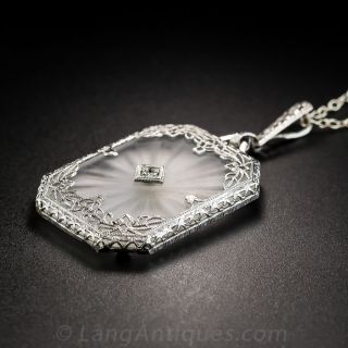 Art Deco Rock Crystal and Diamond Pendant