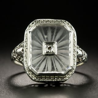 Art Deco Rock Crystal and Diamond Ring - 3
