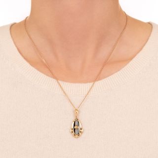 Art Deco Rock Crystal and Onyx Gold Necklace 