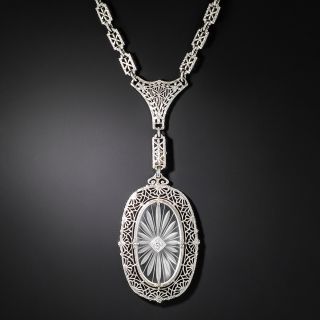 Art Deco Rock Crystal Filigree Necklace By Kohn & Co. - 2