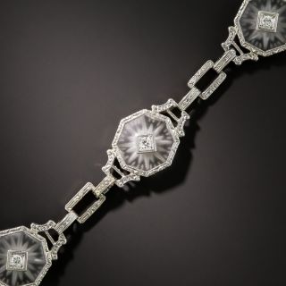 Art Deco Rock Crystal Quartz and Diamond Bracelet by Krementz - 2