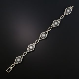 Art Deco Rock Crystal Quartz and Diamond Bracelet by Krementz