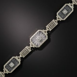 Art Deco Rock Crystal Quartz and Diamond Bracelet - 2