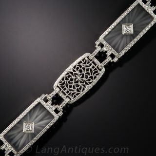Art Deco Rock Crystal Quartz and Diamond "Camphor Glass" Bracelet  - 2