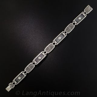 Art Deco Rock Crystal Quartz and Diamond "Camphor Glass" Bracelet 