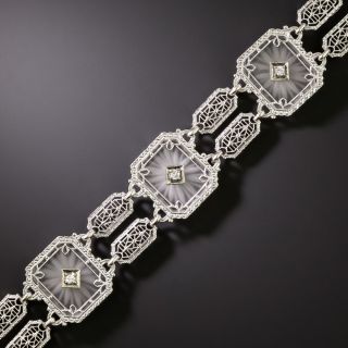 Art Deco Rock Crystal Quartz and Diamond Filigree Bracelet - 3