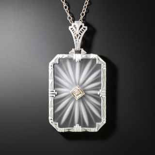 Art Deco Rock Crystal Quartz and Diamond Necklace - 1