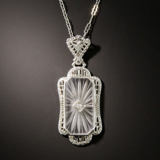 Art Deco Rock Crystal Quartz and Diamond Necklace - 2