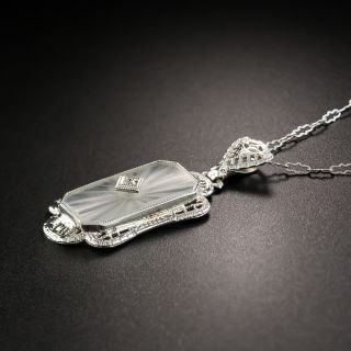 Art Deco Rock Crystal Quartz and Diamond Necklace
