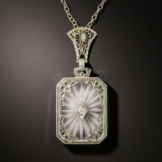 Art Deco  Rock Crystal Quartz and Diamond Pendant - 2