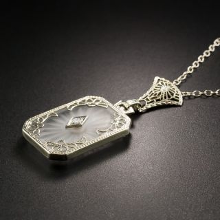 Art Deco  Rock Crystal Quartz and Diamond Pendant