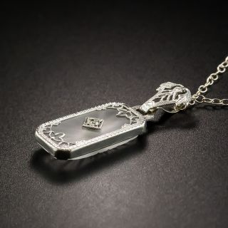 Art Deco Rock Crystal Quartz and Diamond Pendant