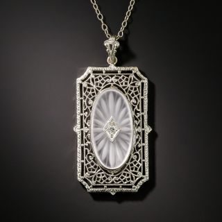 Art Deco Rock Crystal Quartz and Diamond Pendant - 2