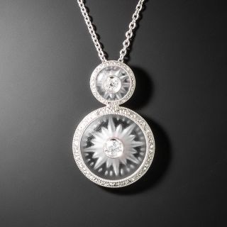Art Deco Rock Crystal Quartz and Diamond Pendant - 3