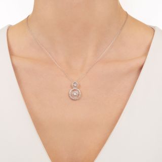 Art Deco Rock Crystal Quartz and Diamond Pendant