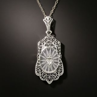 Art Deco  Rock Crystal Quartz and Diamond Pendant - 2