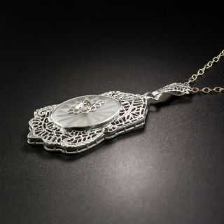 Art Deco  Rock Crystal Quartz and Diamond Pendant