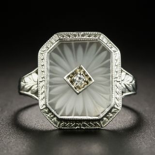 Art Deco Rock Crystal Quartz and Diamond Ring - 2