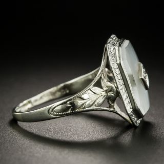 Art Deco Rock Crystal Quartz and Diamond Ring