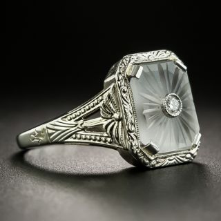 Art Deco Rock Crystal Quartz and Diamond Ring